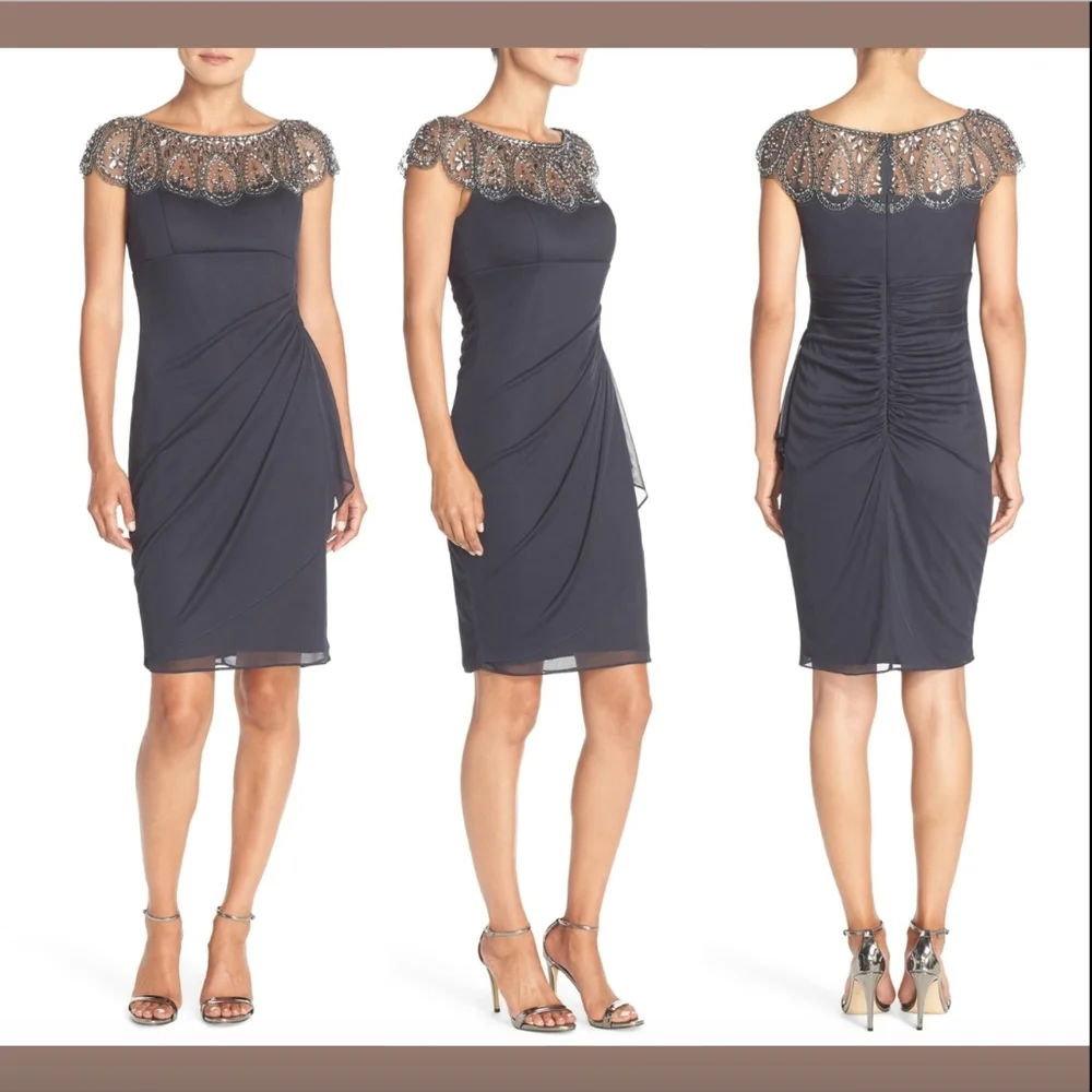 NWD XSCAPE Embellished‎ Chiffon Sheath Dress
